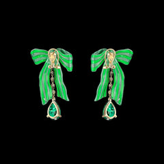 Emerald Bardot Bow Earrings, Earrings, Anabela Chan Joaillerie - Fine jewelry with laboratory grown and created gemstones hand-crafted in the United Kingdom. Anabela Chan Joaillerie is the first fine jewellery brand in the world to champion laboratory-grown and created gemstones with high jewellery design, artisanal craftsmanship and a focus on ethical and sustainable innovations.