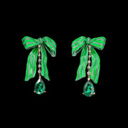 Emerald Bardot Bow Earrings
