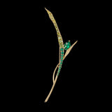 エメラルドの草の葉のブローチ