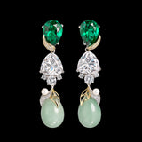 Emerald Diamond Jade Earrings, Earrings, Anabela Chan Joaillerie - Fine jewelry with laboratory grown and created gemstones hand-crafted in the United Kingdom. Anabela Chan Joaillerie is the first fine jewellery brand in the world to champion laboratory-grown and created gemstones with high jewellery design, artisanal craftsmanship and a focus on ethical and sustainable innovations.