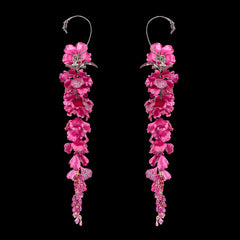 Fuchsia Wisteria Earrings, Earrings, Anabela Chan Joaillerie - Fine jewelry with laboratory grown and created gemstones hand-crafted in the United Kingdom. Anabela Chan Joaillerie is the first fine jewellery brand in the world to champion laboratory-grown and created gemstones with high jewellery design, artisanal craftsmanship and a focus on ethical and sustainable innovations.