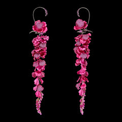 Fuchsia Wisteria Earrings, Earrings, Anabela Chan Joaillerie - Fine jewelry with laboratory grown and created gemstones hand-crafted in the United Kingdom. Anabela Chan Joaillerie is the first fine jewellery brand in the world to champion laboratory-grown and created gemstones with high jewellery design, artisanal craftsmanship and a focus on ethical and sustainable innovations.