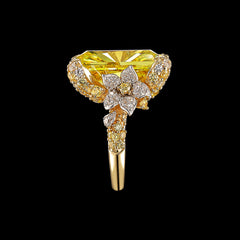 Lemon Cinderella Ring, Ring, Anabela Chan Joaillerie - Fine jewelry with laboratory grown and created gemstones hand-crafted in the United Kingdom. Anabela Chan Joaillerie is the first fine jewellery brand in the world to champion laboratory-grown and created gemstones with high jewellery design, artisanal craftsmanship and a focus on ethical and sustainable innovations.