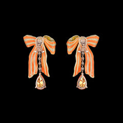 Orange Sapphire Bardot Bow Earrings, Earrings, Anabela Chan Joaillerie - Fine jewelry with laboratory grown and created gemstones hand-crafted in the United Kingdom. Anabela Chan Joaillerie is the first fine jewellery brand in the world to champion laboratory-grown and created gemstones with high jewellery design, artisanal craftsmanship and a focus on ethical and sustainable innovations.