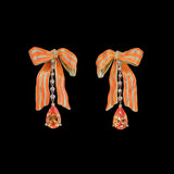 Orange Sapphire Bardot Bow Earrings