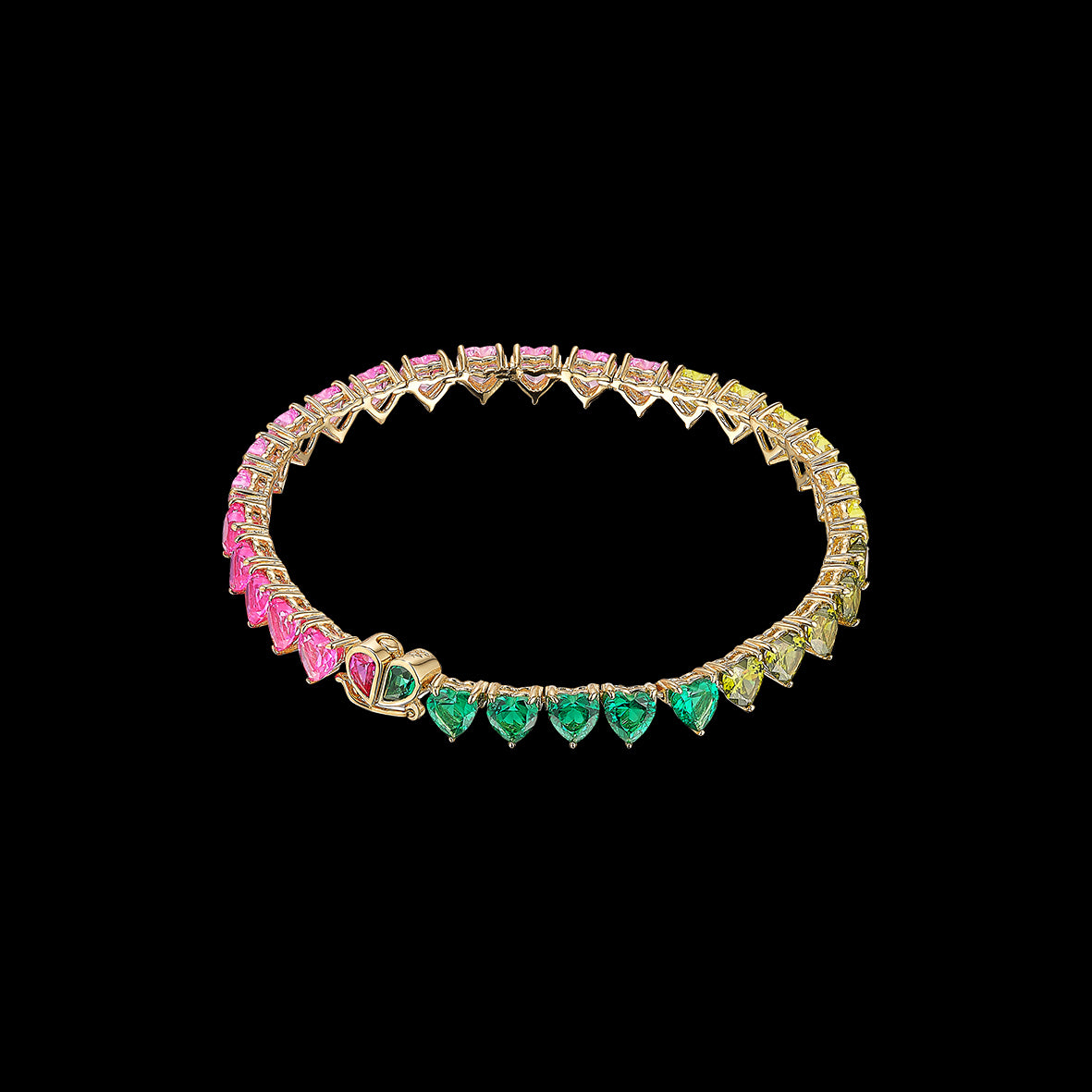 Peony Eternity Heart Bracelet, Bracelet, Anabela Chan Joaillerie - Fine jewelry with laboratory grown and created gemstones hand-crafted in the United Kingdom. Anabela Chan Joaillerie is the first fine jewellery brand in the world to champion laboratory-grown and created gemstones with high jewellery design, artisanal craftsmanship and a focus on ethical and sustainable innovations.
