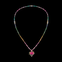 Rainbow Spectra Pendant Necklace, Necklace, Anabela Chan Joaillerie - Fine jewelry with laboratory grown and created gemstones hand-crafted in the United Kingdom. Anabela Chan Joaillerie is the first fine jewellery brand in the world to champion laboratory-grown and created gemstones with high jewellery design, artisanal craftsmanship and a focus on ethical and sustainable innovations.