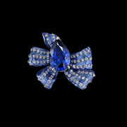 Sapphire Gingham Bow Ring
