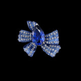 Sapphire Gingham Bow Ring, Ring, Anabela Chan Joaillerie - Fine jewelry with laboratory grown and created gemstones hand-crafted in the United Kingdom. Anabela Chan Joaillerie is the first fine jewellery brand in the world to champion laboratory-grown and created gemstones with high jewellery design, artisanal craftsmanship and a focus on ethical and sustainable innovations.