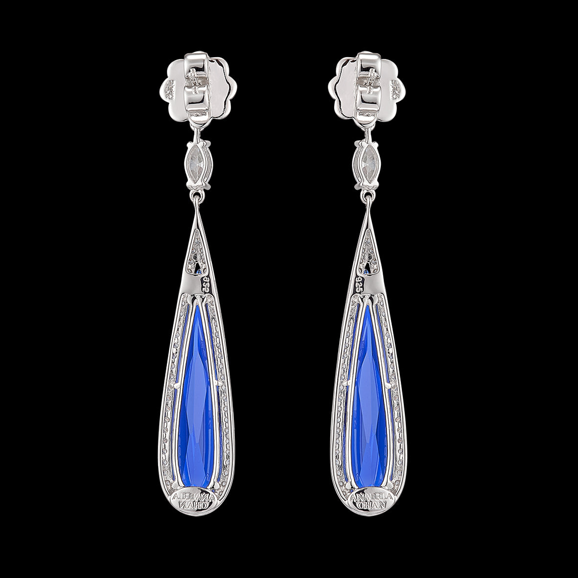 Shard Sapphire Earrings, Earrings, Anabela Chan Joaillerie - Fine jewelry with laboratory grown and created gemstones hand-crafted in the United Kingdom. Anabela Chan Joaillerie is the first fine jewellery brand in the world to champion laboratory-grown and created gemstones with high jewellery design, artisanal craftsmanship and a focus on ethical and sustainable innovations.