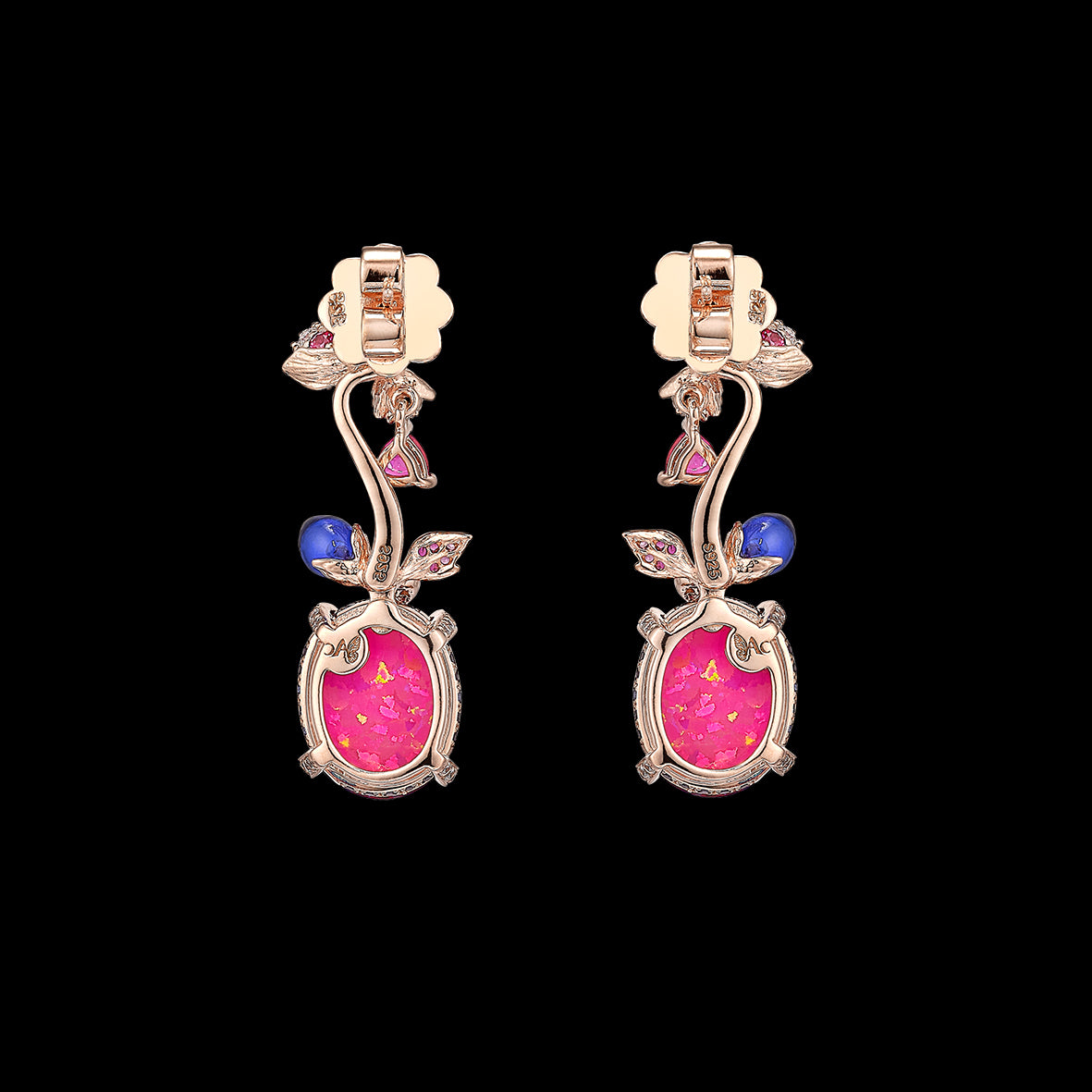 Violet Opal Carnivora Earrings, Earrings, Anabela Chan Joaillerie - Fine jewelry with laboratory grown and created gemstones hand-crafted in the United Kingdom. Anabela Chan Joaillerie is the first fine jewellery brand in the world to champion laboratory-grown and created gemstones with high jewellery design, artisanal craftsmanship and a focus on ethical and sustainable innovations.