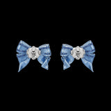 Baby Blue Mini Bow Tie Earrings, Earring, Anabela Chan Joaillerie - Fine jewelry with laboratory grown and created gemstones hand-crafted in the United Kingdom. Anabela Chan Joaillerie is the first fine jewellery brand in the world to champion laboratory-grown and created gemstones with high jewellery design, artisanal craftsmanship and a focus on ethical and sustainable innovations.