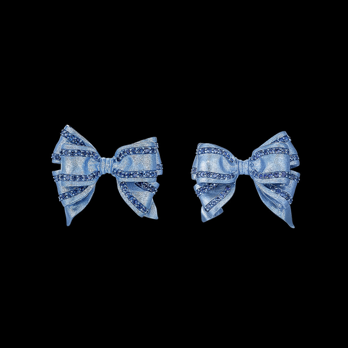 Baby Blue Mini Bow Tie Earrings, Earring, Anabela Chan Joaillerie - Fine jewelry with laboratory grown and created gemstones hand-crafted in the United Kingdom. Anabela Chan Joaillerie is the first fine jewellery brand in the world to champion laboratory-grown and created gemstones with high jewellery design, artisanal craftsmanship and a focus on ethical and sustainable innovations.