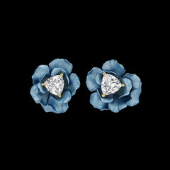 Baby Blue Rose Studs, Earrings, Anabela Chan Joaillerie - Fine jewelry with laboratory grown and created gemstones hand-crafted in the United Kingdom. Anabela Chan Joaillerie is the first fine jewellery brand in the world to champion laboratory-grown and created gemstones with high jewellery design, artisanal craftsmanship and a focus on ethical and sustainable innovations.