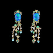 Blue Opal Passiflora Earrings
