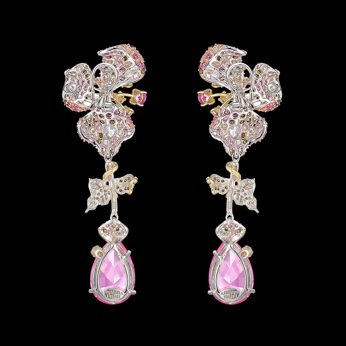 Blush Orchid Earrings, Earrings, Anabela Chan Joaillerie - Fine jewelry with laboratory grown and created gemstones hand-crafted in the United Kingdom. Anabela Chan Joaillerie is the first fine jewellery brand in the world to champion laboratory-grown and created gemstones with high jewellery design, artisanal craftsmanship and a focus on ethical and sustainable innovations.