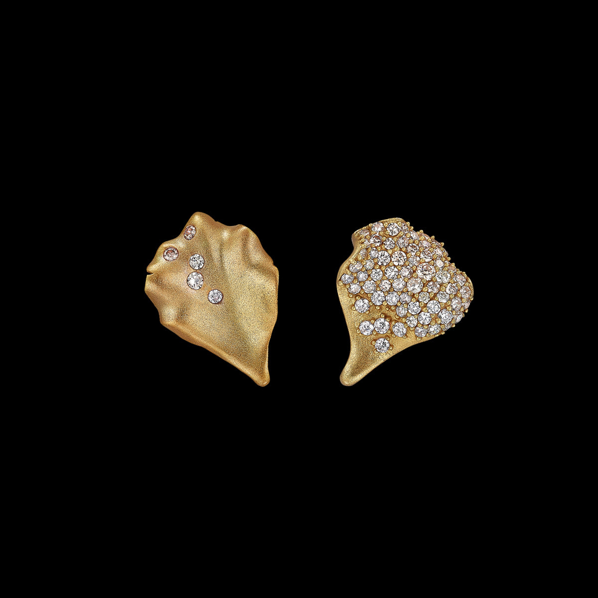 Gold Petal Studs, Earrings, Anabela Chan Joaillerie - Fine jewelry with laboratory grown and created gemstones hand-crafted in the United Kingdom. Anabela Chan Joaillerie is the first fine jewellery brand in the world to champion laboratory-grown and created gemstones with high jewellery design, artisanal craftsmanship and a focus on ethical and sustainable innovations.