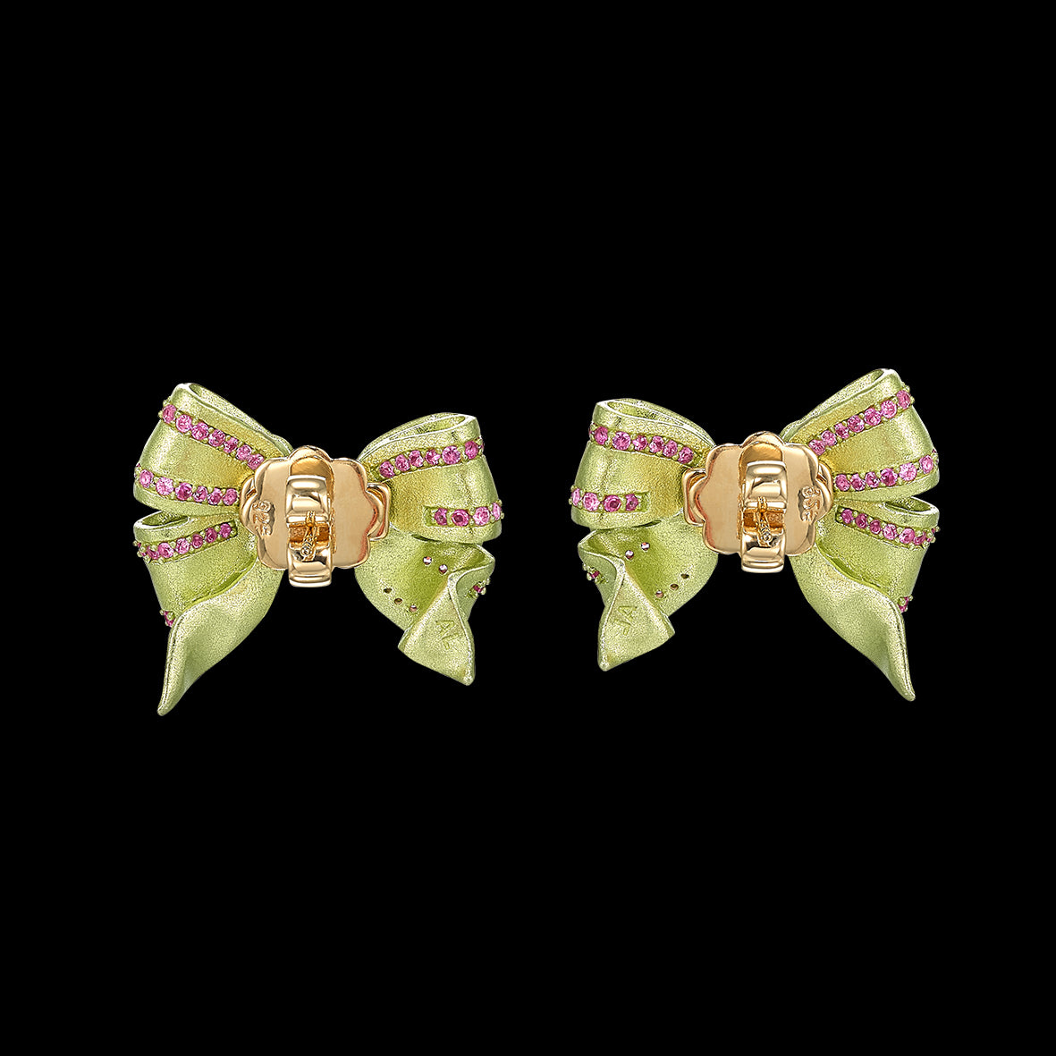 Citrus Mini Bow Tie Earrings, Earring, Anabela Chan Joaillerie - Fine jewelry with laboratory grown and created gemstones hand-crafted in the United Kingdom. Anabela Chan Joaillerie is the first fine jewellery brand in the world to champion laboratory-grown and created gemstones with high jewellery design, artisanal craftsmanship and a focus on ethical and sustainable innovations.