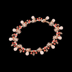 Coral Quartz Palm Paradise Necklace, Necklace, Anabela Chan Joaillerie - Fine jewelry with laboratory grown and created gemstones hand-crafted in the United Kingdom. Anabela Chan Joaillerie is the first fine jewellery brand in the world to champion laboratory-grown and created gemstones with high jewellery design, artisanal craftsmanship and a focus on ethical and sustainable innovations.