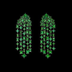 Emerald Cascade Earrings, Earrings, Anabela Chan Joaillerie - Fine jewelry with laboratory grown and created gemstones hand-crafted in the United Kingdom. Anabela Chan Joaillerie is the first fine jewellery brand in the world to champion laboratory-grown and created gemstones with high jewellery design, artisanal craftsmanship and a focus on ethical and sustainable innovations.