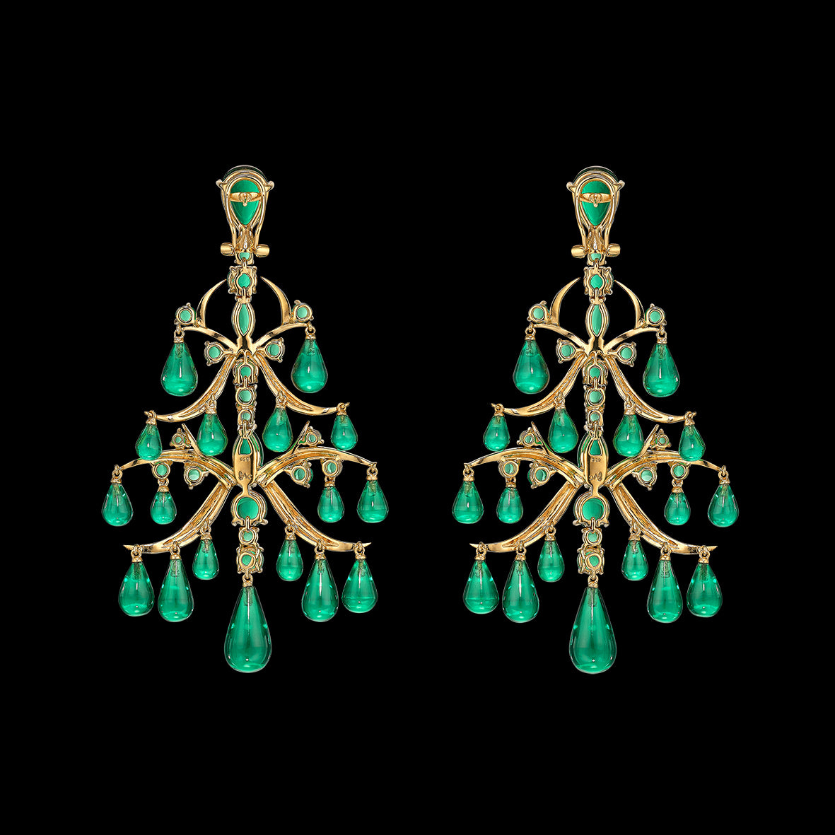 Emerald Ivy Chandelier Earrings, Earring, Anabela Chan Joaillerie - Fine jewelry with laboratory grown and created gemstones hand-crafted in the United Kingdom. Anabela Chan Joaillerie is the first fine jewellery brand in the world to champion laboratory-grown and created gemstones with high jewellery design, artisanal craftsmanship and a focus on ethical and sustainable innovations.