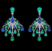 Emerald Sapphire Starburst Earrings