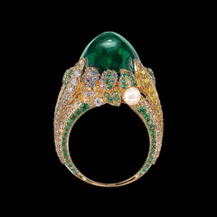 Emerald Sugarloaf Berry Ring, Ring, Anabela Chan Joaillerie - Fine jewelry with laboratory grown and created gemstones hand-crafted in the United Kingdom. Anabela Chan Joaillerie is the first fine jewellery brand in the world to champion laboratory-grown and created gemstones with high jewellery design, artisanal craftsmanship and a focus on ethical and sustainable innovations.