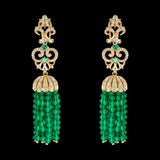 Emerald Tassel Earrings, Earring, Anabela Chan Joaillerie - Fine jewelry with laboratory grown and created gemstones hand-crafted in the United Kingdom. Anabela Chan Joaillerie is the first fine jewellery brand in the world to champion laboratory-grown and created gemstones with high jewellery design, artisanal craftsmanship and a focus on ethical and sustainable innovations.