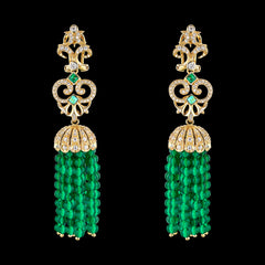 Emerald Tassel Earrings, Earring, Anabela Chan Joaillerie - Fine jewelry with laboratory grown and created gemstones hand-crafted in the United Kingdom. Anabela Chan Joaillerie is the first fine jewellery brand in the world to champion laboratory-grown and created gemstones with high jewellery design, artisanal craftsmanship and a focus on ethical and sustainable innovations.