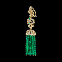 Emerald Tassel Earrings, Earring, Anabela Chan Joaillerie - Fine jewelry with laboratory grown and created gemstones hand-crafted in the United Kingdom. Anabela Chan Joaillerie is the first fine jewellery brand in the world to champion laboratory-grown and created gemstones with high jewellery design, artisanal craftsmanship and a focus on ethical and sustainable innovations.