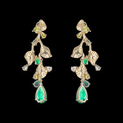 Emerald Triteia Earrings, Earring, Anabela Chan Joaillerie - Fine jewelry with laboratory grown and created gemstones hand-crafted in the United Kingdom. Anabela Chan Joaillerie is the first fine jewellery brand in the world to champion laboratory-grown and created gemstones with high jewellery design, artisanal craftsmanship and a focus on ethical and sustainable innovations.