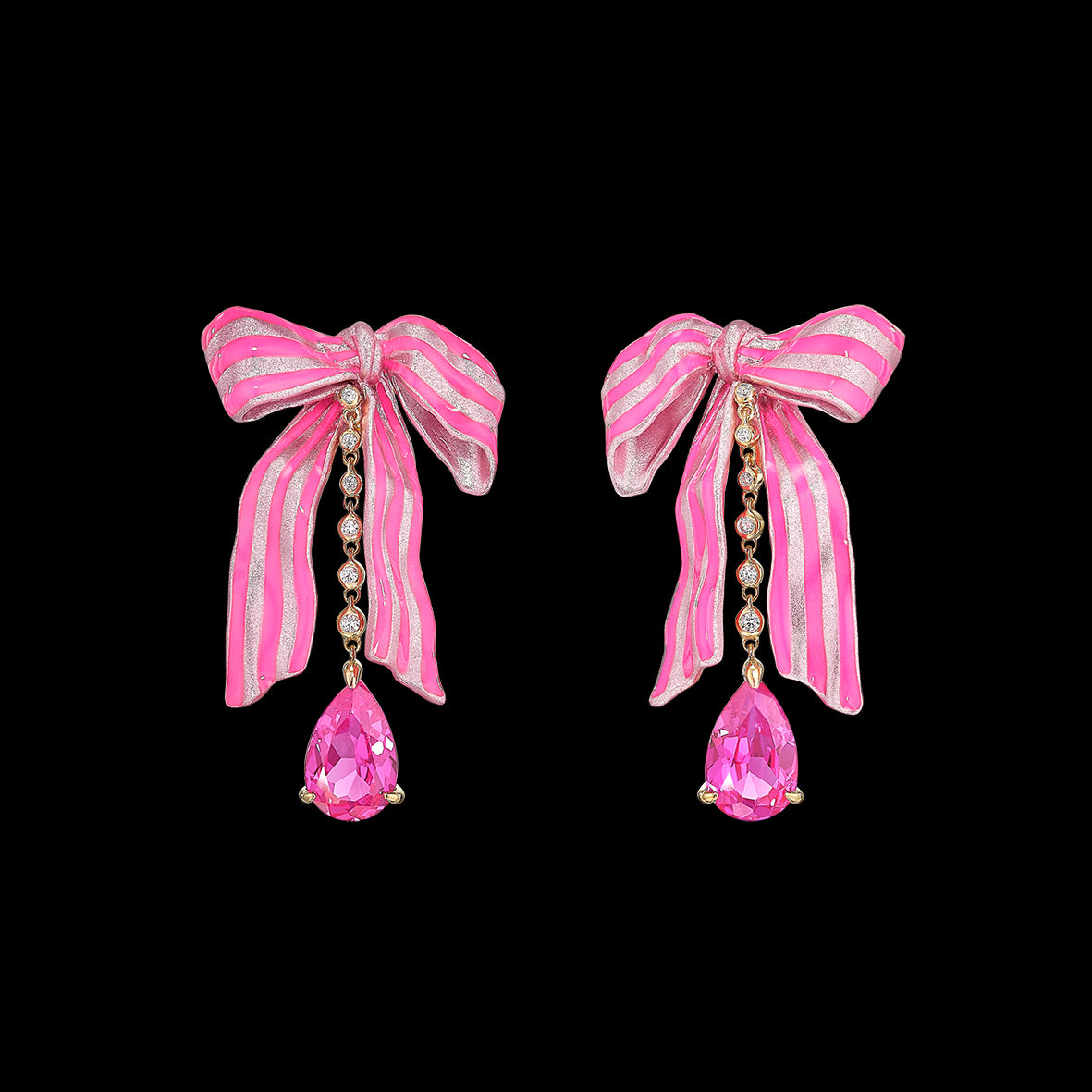 Fuchsia Bardot Bow Earrings, Earring, Anabela Chan Joaillerie - Fine jewelry with laboratory grown and created gemstones hand-crafted in the United Kingdom. Anabela Chan Joaillerie is the first fine jewellery brand in the world to champion laboratory-grown and created gemstones with high jewellery design, artisanal craftsmanship and a focus on ethical and sustainable innovations.