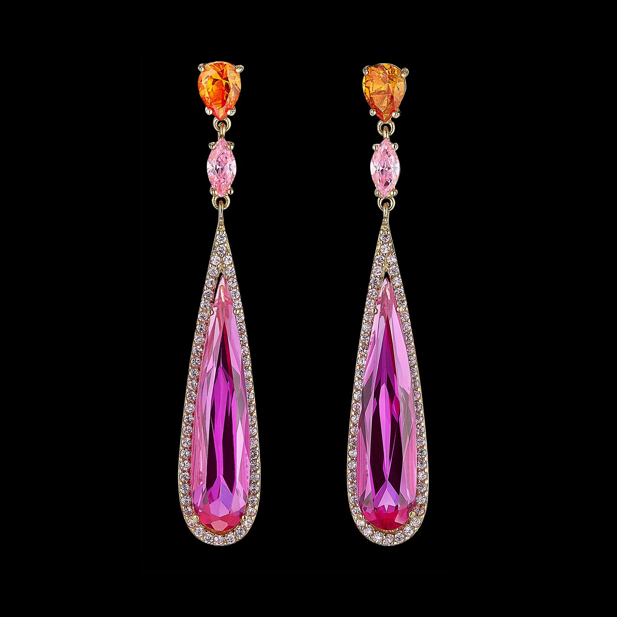 Fuchsia Shard Earrings, Earring, Anabela Chan Joaillerie - Fine jewelry with laboratory grown and created gemstones hand-crafted in the United Kingdom. Anabela Chan Joaillerie is the first fine jewellery brand in the world to champion laboratory-grown and created gemstones with high jewellery design, artisanal craftsmanship and a focus on ethical and sustainable innovations.
