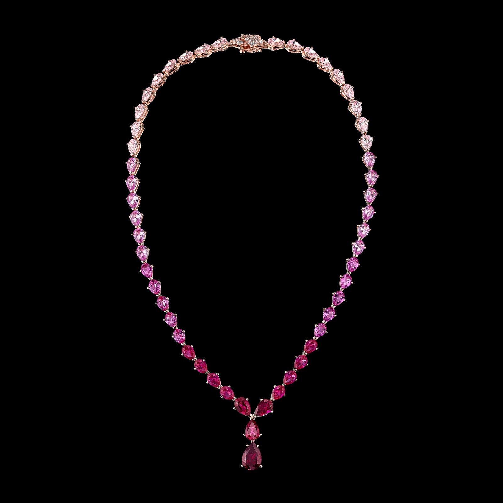 Fuchsia Nova Necklace, Necklace, Anabela Chan Joaillerie - Fine jewelry with laboratory grown and created gemstones hand-crafted in the United Kingdom. Anabela Chan Joaillerie is the first fine jewellery brand in the world to champion laboratory-grown and created gemstones with high jewellery design, artisanal craftsmanship and a focus on ethical and sustainable innovations.