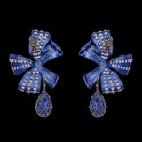 Sapphire Gingham Bow Earrings, Earring, Anabela Chan Joaillerie - Fine jewelry with laboratory grown and created gemstones hand-crafted in the United Kingdom. Anabela Chan Joaillerie is the first fine jewellery brand in the world to champion laboratory-grown and created gemstones with high jewellery design, artisanal craftsmanship and a focus on ethical and sustainable innovations.