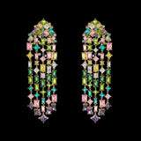 Rainbow Cascade Long Earrings, Earrings, Anabela Chan Joaillerie - Fine jewelry with laboratory grown and created gemstones hand-crafted in the United Kingdom. Anabela Chan Joaillerie is the first fine jewellery brand in the world to champion laboratory-grown and created gemstones with high jewellery design, artisanal craftsmanship and a focus on ethical and sustainable innovations.