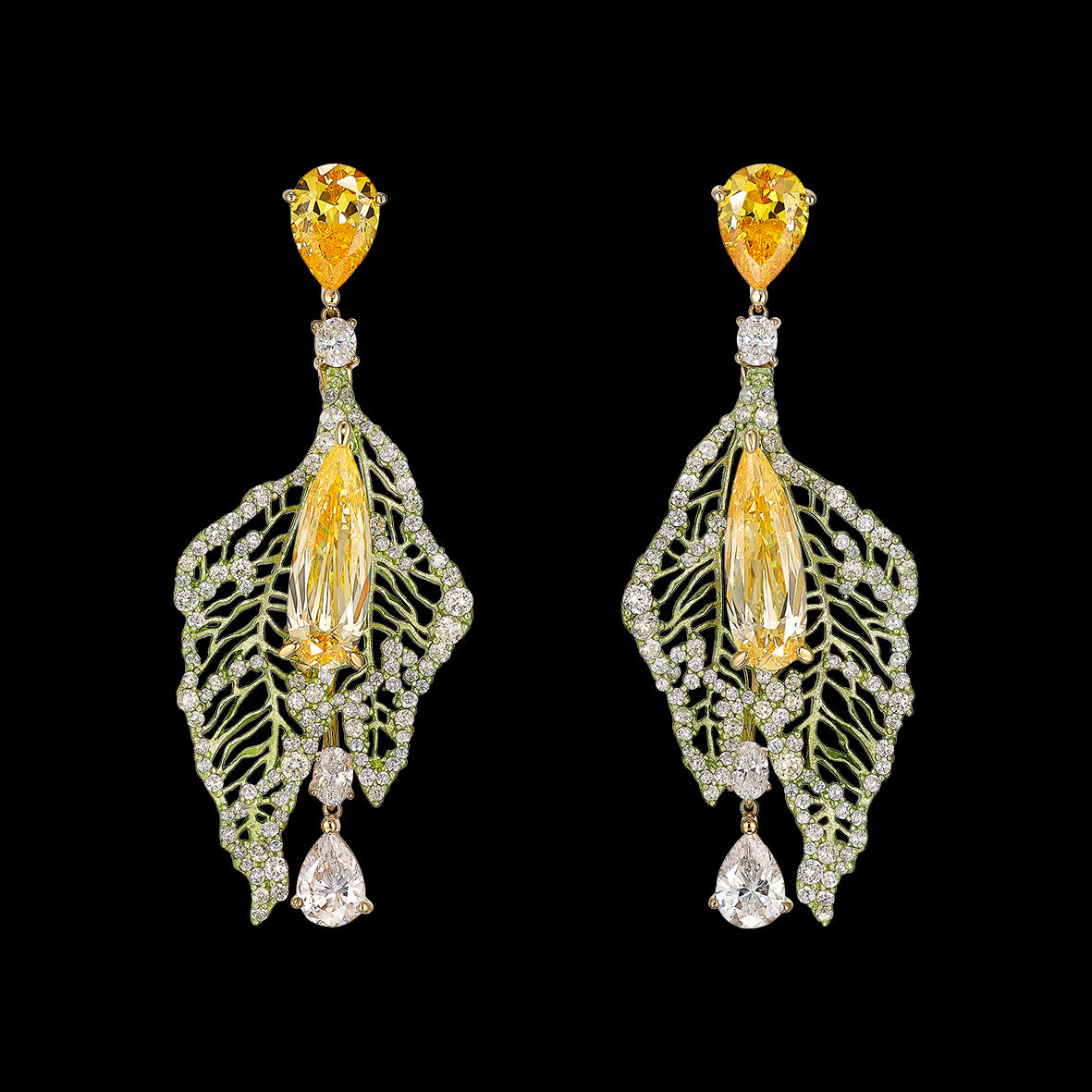 Canary Atlantis Drop Earrings, Earring, Anabela Chan Joaillerie - Fine jewelry with laboratory grown and created gemstones hand-crafted in the United Kingdom. Anabela Chan Joaillerie is the first fine jewellery brand in the world to champion laboratory-grown and created gemstones with high jewellery design, artisanal craftsmanship and a focus on ethical and sustainable innovations.