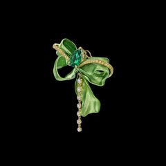 Emerald Mini Bow Earrings, Earring, Anabela Chan Joaillerie - Fine jewelry with laboratory grown and created gemstones hand-crafted in the United Kingdom. Anabela Chan Joaillerie is the first fine jewellery brand in the world to champion laboratory-grown and created gemstones with high jewellery design, artisanal craftsmanship and a focus on ethical and sustainable innovations.