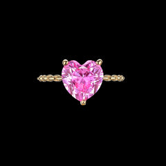 Mini Pink Sapphire Heart Ring, Ring, Anabela Chan Joaillerie - Fine jewelry with laboratory grown and created gemstones hand-crafted in the United Kingdom. Anabela Chan Joaillerie is the first fine jewellery brand in the world to champion laboratory-grown and created gemstones with high jewellery design, artisanal craftsmanship and a focus on ethical and sustainable innovations.