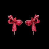 Ruby Mini Bow Earrings, Earring, Anabela Chan Joaillerie - Fine jewelry with laboratory grown and created gemstones hand-crafted in the United Kingdom. Anabela Chan Joaillerie is the first fine jewellery brand in the world to champion laboratory-grown and created gemstones with high jewellery design, artisanal craftsmanship and a focus on ethical and sustainable innovations.