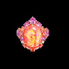 Coral Opal Ocean Rings, Ring, Anabela Chan Joaillerie - Fine jewelry with laboratory grown and created gemstones hand-crafted in the United Kingdom. Anabela Chan Joaillerie is the first fine jewellery brand in the world to champion laboratory-grown and created gemstones with high jewellery design, artisanal craftsmanship and a focus on ethical and sustainable innovations.
