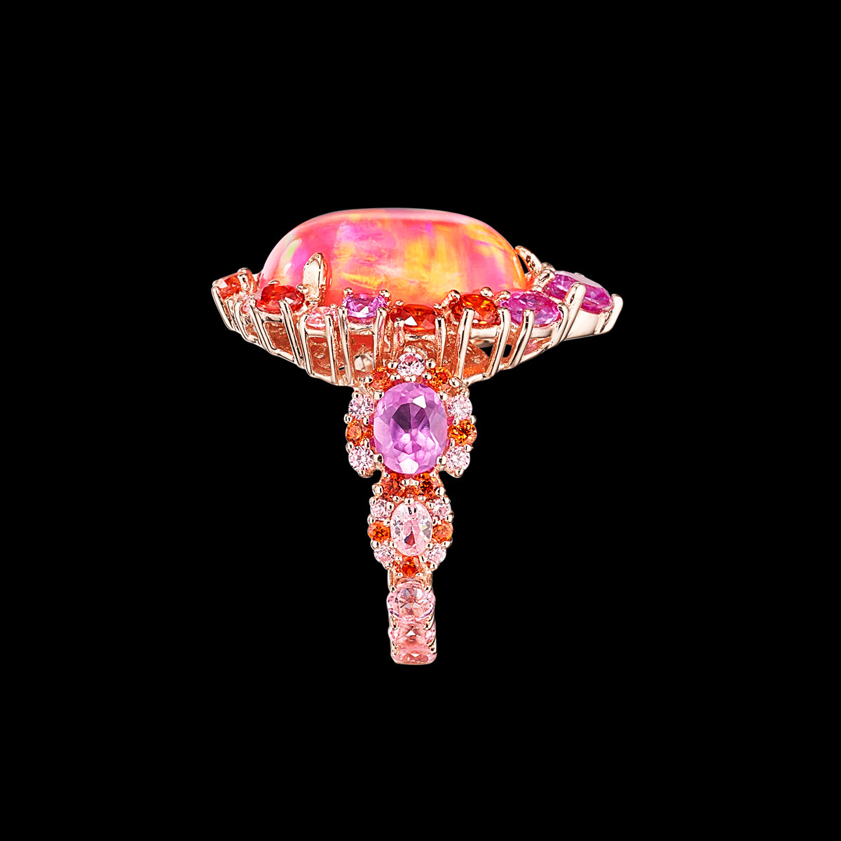 Coral Opal Ocean Rings, Ring, Anabela Chan Joaillerie - Fine jewelry with laboratory grown and created gemstones hand-crafted in the United Kingdom. Anabela Chan Joaillerie is the first fine jewellery brand in the world to champion laboratory-grown and created gemstones with high jewellery design, artisanal craftsmanship and a focus on ethical and sustainable innovations.