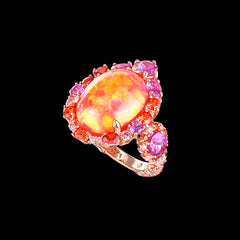 Coral Opal Ocean Rings, Ring, Anabela Chan Joaillerie - Fine jewelry with laboratory grown and created gemstones hand-crafted in the United Kingdom. Anabela Chan Joaillerie is the first fine jewellery brand in the world to champion laboratory-grown and created gemstones with high jewellery design, artisanal craftsmanship and a focus on ethical and sustainable innovations.