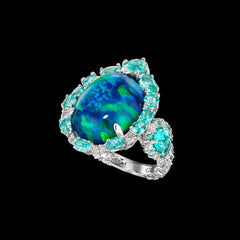 Paraiba Opal Ocean Rings, Ring, Anabela Chan Joaillerie - Fine jewelry with laboratory grown and created gemstones hand-crafted in the United Kingdom. Anabela Chan Joaillerie is the first fine jewellery brand in the world to champion laboratory-grown and created gemstones with high jewellery design, artisanal craftsmanship and a focus on ethical and sustainable innovations.