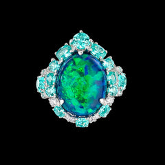 Paraiba Opal Ocean Rings, Ring, Anabela Chan Joaillerie - Fine jewelry with laboratory grown and created gemstones hand-crafted in the United Kingdom. Anabela Chan Joaillerie is the first fine jewellery brand in the world to champion laboratory-grown and created gemstones with high jewellery design, artisanal craftsmanship and a focus on ethical and sustainable innovations.