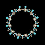 Palm Paradise Turquoise Necklace, Necklace, Anabela Chan Joaillerie - Fine jewelry with laboratory grown and created gemstones hand-crafted in the United Kingdom. Anabela Chan Joaillerie is the first fine jewellery brand in the world to champion laboratory-grown and created gemstones with high jewellery design, artisanal craftsmanship and a focus on ethical and sustainable innovations.