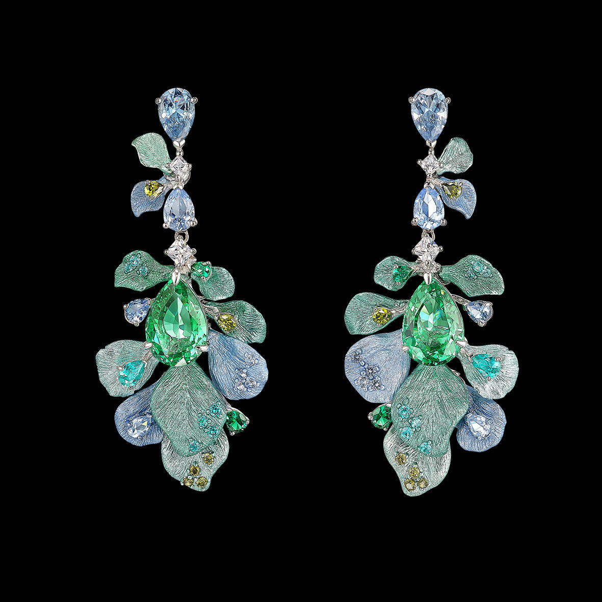 Paraiba Nereides Earrings, Earring, Anabela Chan Joaillerie - Fine jewelry with laboratory grown and created gemstones hand-crafted in the United Kingdom. Anabela Chan Joaillerie is the first fine jewellery brand in the world to champion laboratory-grown and created gemstones with high jewellery design, artisanal craftsmanship and a focus on ethical and sustainable innovations.
