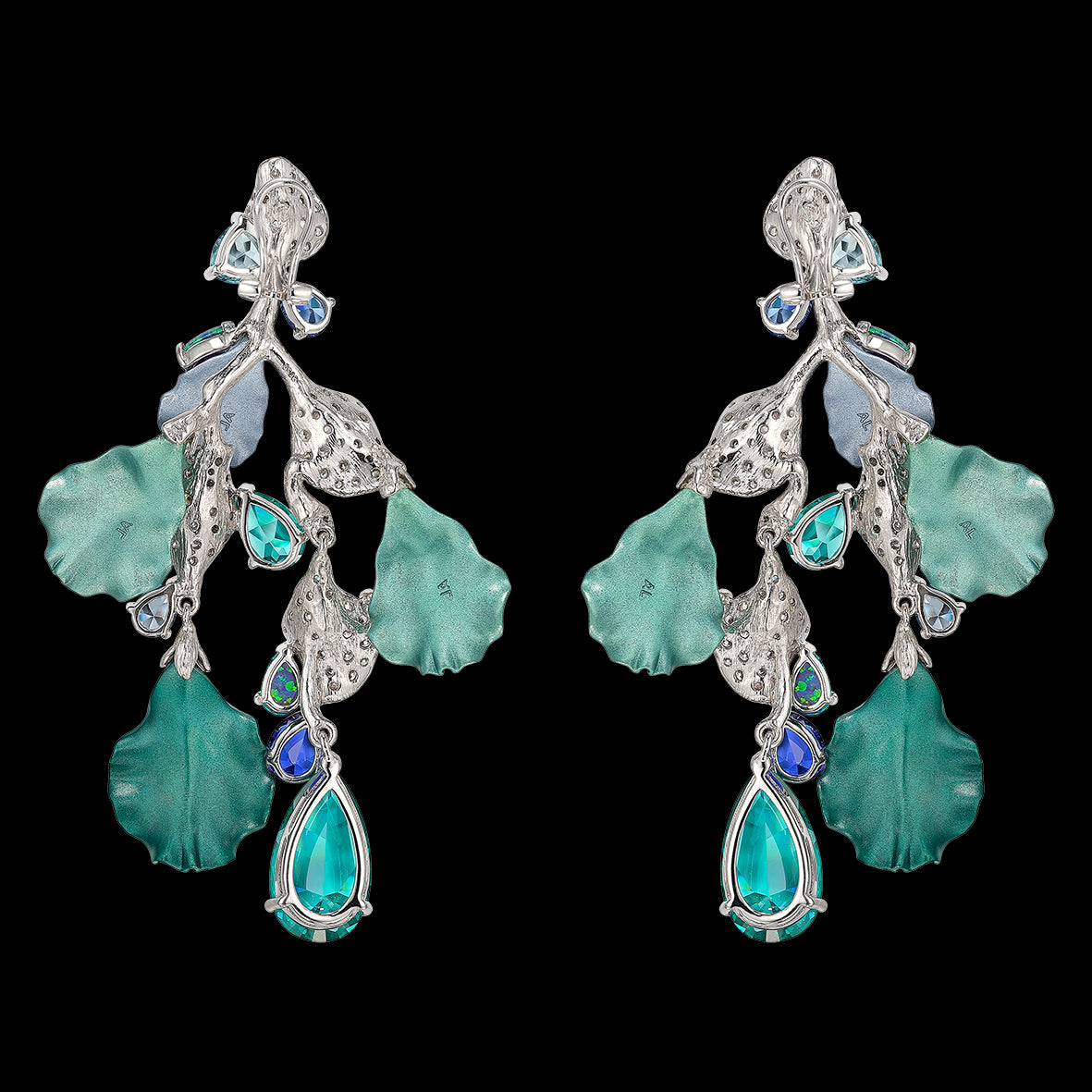 Paraiba Poseidon Earrings, Earring, Anabela Chan Joaillerie - Fine jewelry with laboratory grown and created gemstones hand-crafted in the United Kingdom. Anabela Chan Joaillerie is the first fine jewellery brand in the world to champion laboratory-grown and created gemstones with high jewellery design, artisanal craftsmanship and a focus on ethical and sustainable innovations.
