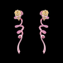 Pink Ribbon Twirl Earrings, Earring, Anabela Chan Joaillerie - Fine jewelry with laboratory grown and created gemstones hand-crafted in the United Kingdom. Anabela Chan Joaillerie is the first fine jewellery brand in the world to champion laboratory-grown and created gemstones with high jewellery design, artisanal craftsmanship and a focus on ethical and sustainable innovations.