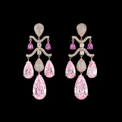 Pink Sapphire Chandelier Earrings, Earring, Anabela Chan Joaillerie - Fine jewelry with laboratory grown and created gemstones hand-crafted in the United Kingdom. Anabela Chan Joaillerie is the first fine jewellery brand in the world to champion laboratory-grown and created gemstones with high jewellery design, artisanal craftsmanship and a focus on ethical and sustainable innovations.